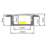 AL profil AR1 nový 24,7x7mm pro LED pásky, k zapuštění, včetně plexi 2m