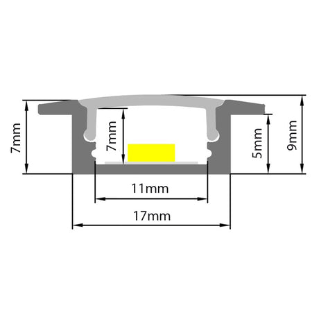AL profil AR1 nový 24,7x7mm pro LED pásky, k zapuštění, včetně plexi 2m