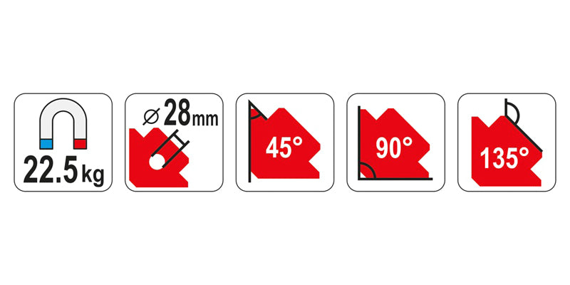 Magnetický úhelník ke svařování YATO YT-0864 s otvorem 22,5kg