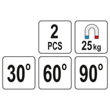 Magnetické držáky svářečské 2ks YATO YT-08722 25kg