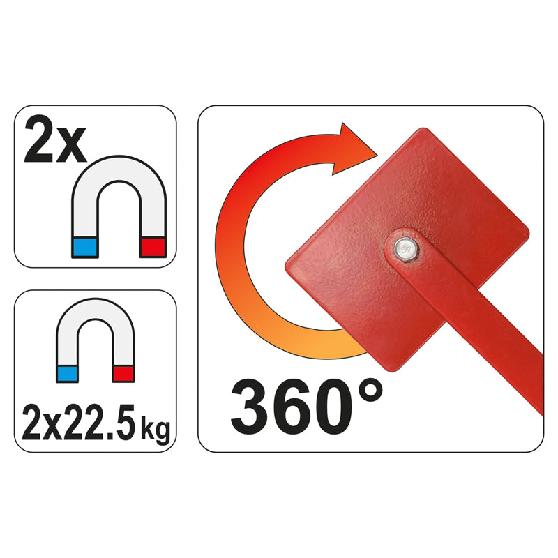 Magnetický držák ke svařování YATO YT-0862 polohovací 2x22,5kg