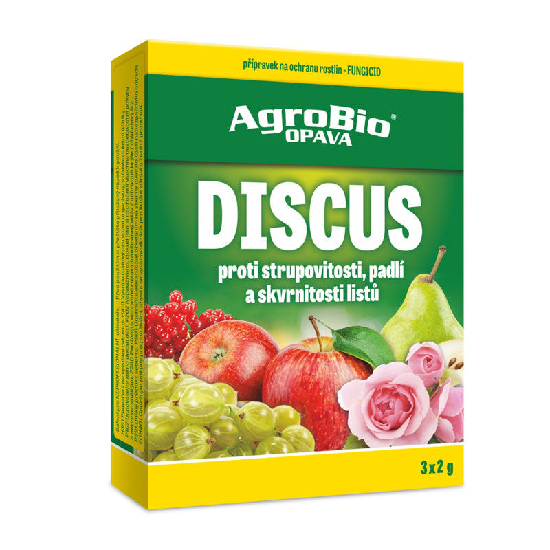 Přípravek proti strupovitosti, padlí a skvrnitosti AGROBIO Discus 3x2g