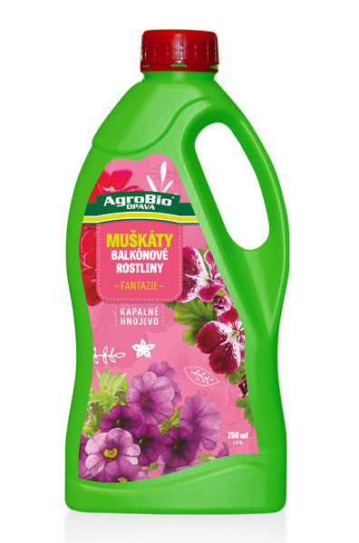 Hnojivo pro muškáty a balkónové rostliny AGROBIO Fantazie 750ml