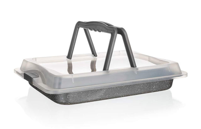 Plech na pečení BANQUET Granite 42x29cm s víkem
