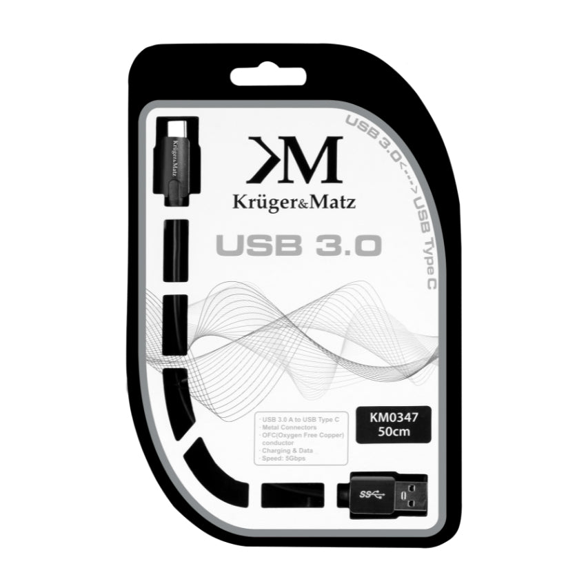 Kabel KRUGER & MATZ KM0347 USB 3.0/USB-C 0,5m Black