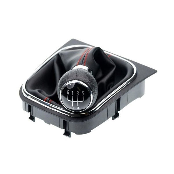 Řadící páka s manžetou VW Caddy 2004 - 2009 5-stupňová převodovka červené prošití