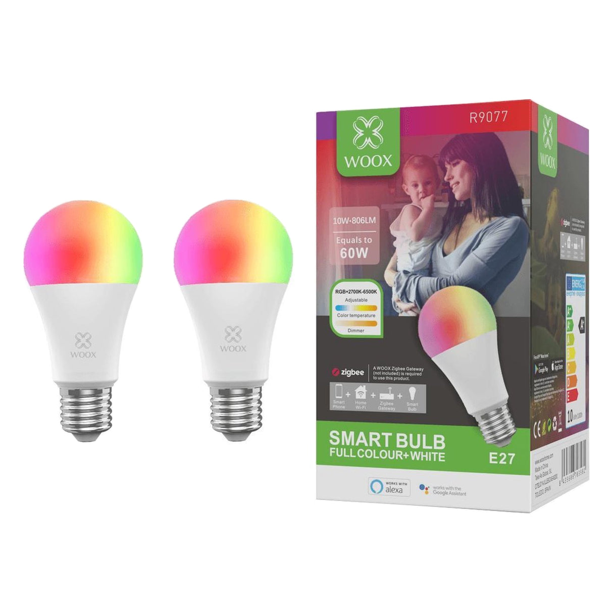 Smart LED žárovka E27 10W RGB CCT WOOX R9077/2pack ZigBee Tuya sada 2ks