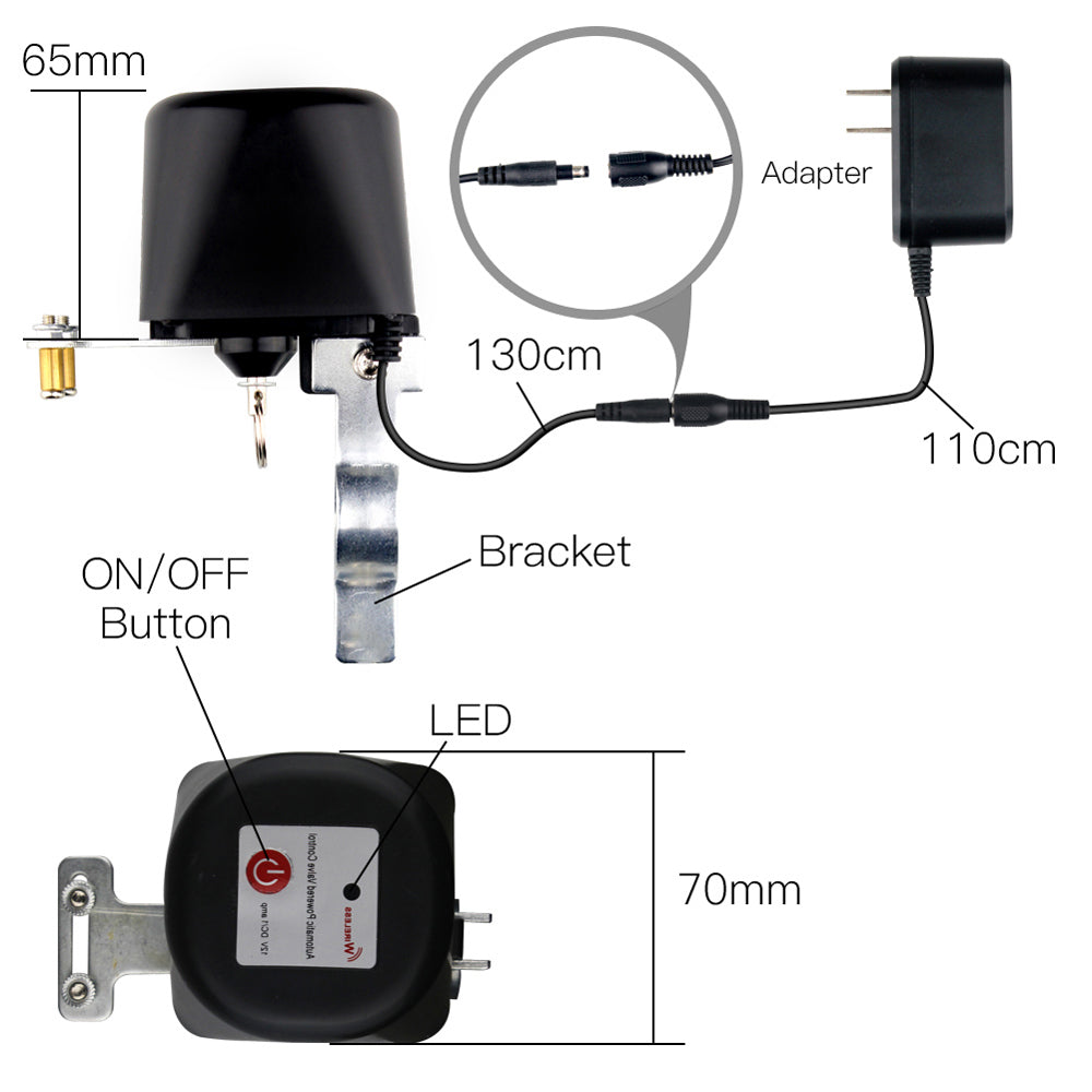 Smart motorizovaný zavírač ventilu MOES WV-LZ-BK Water Valve WiFi Tuya