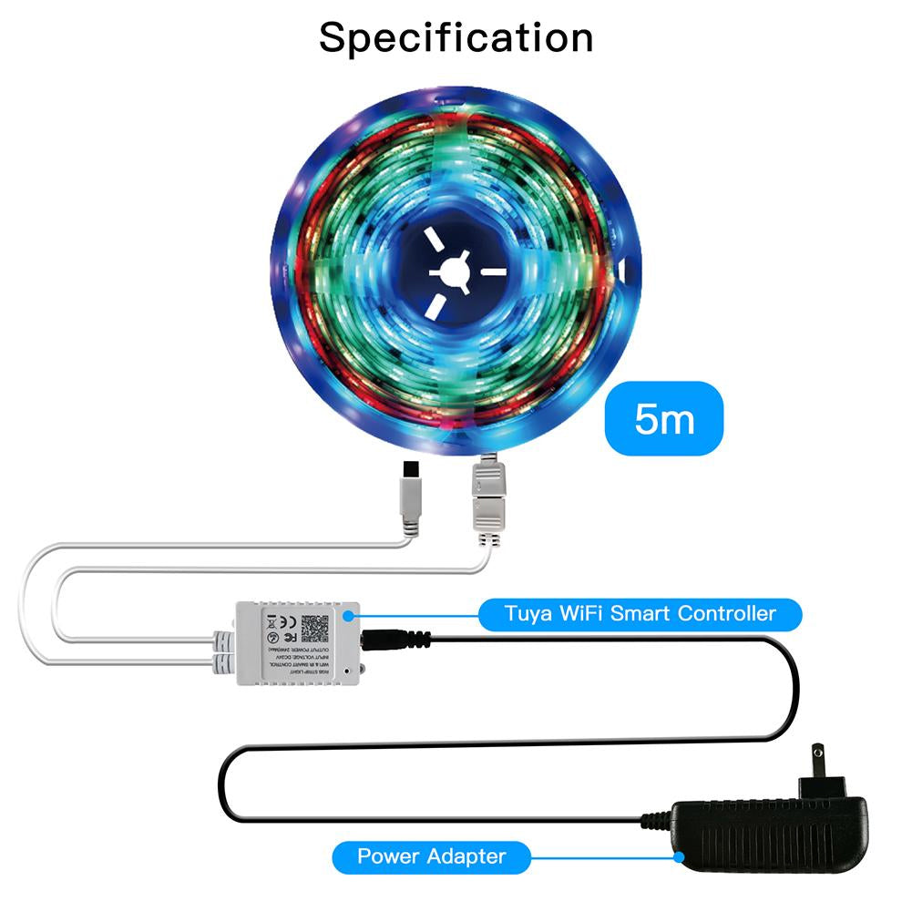 Smart LED pásek 12V 40LED/m IP65 24W RGB MOES LED Light Strip 5m WiFi Tuya