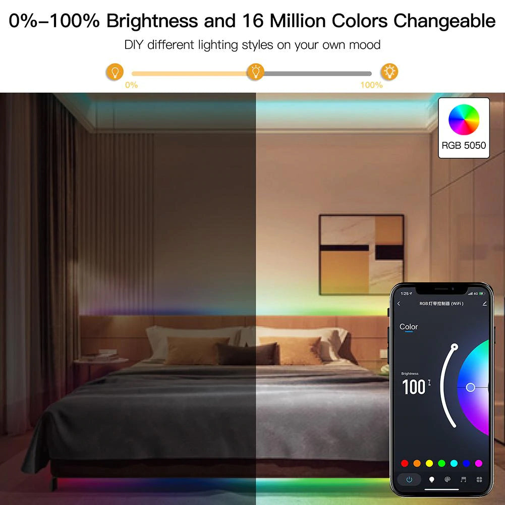 Smart LED pásek 12V 40LED/m IP65 24W RGB MOES LED Light Strip 5m WiFi Tuya