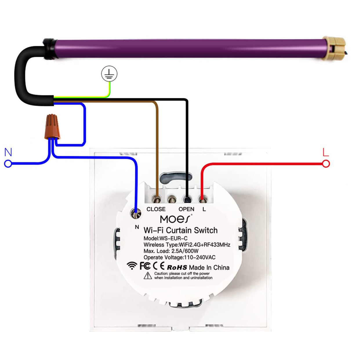 Smart ovladač žaluzií a rolet MOES Curtain Switch Module WiFi Tuya