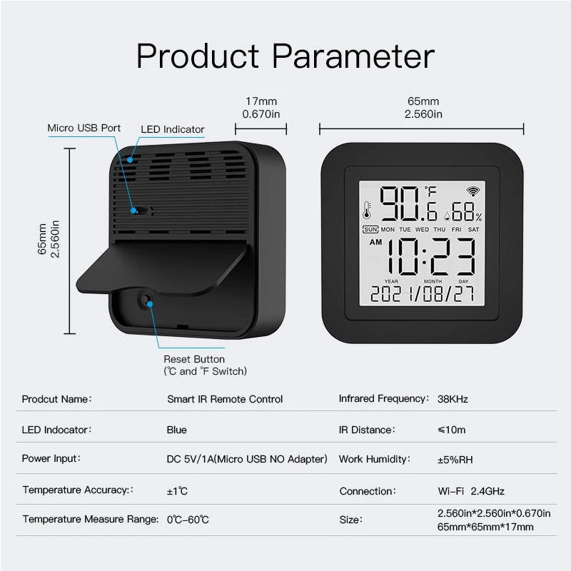 Smart teploměr s měřením vlhkosti MOES Temperature and Humidity Sensor WiFi Tuya
