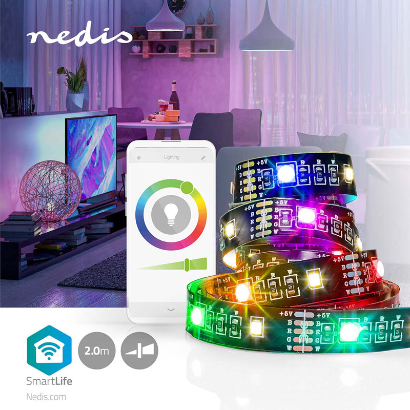 Smart LED pásek pro TV 5V 60LED/m IP20 4W RGB NEDIS BTLS20RGBW 2m Bluetooth Tuya