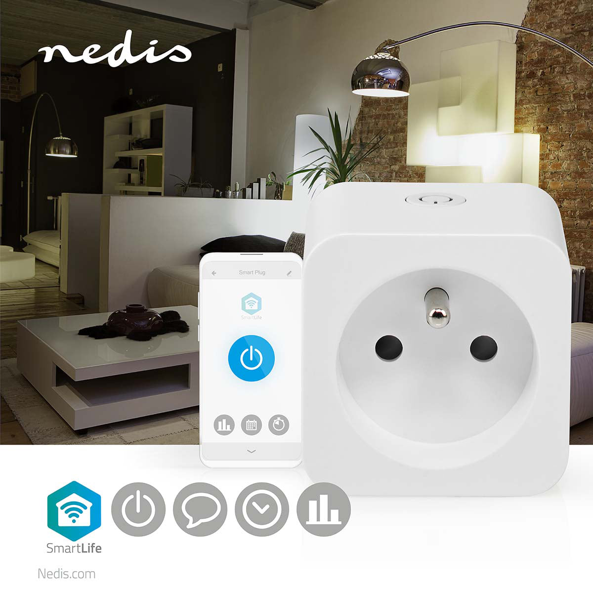 Smart zásuvka NEDIS WIFIP121EWT WiFi Tuya