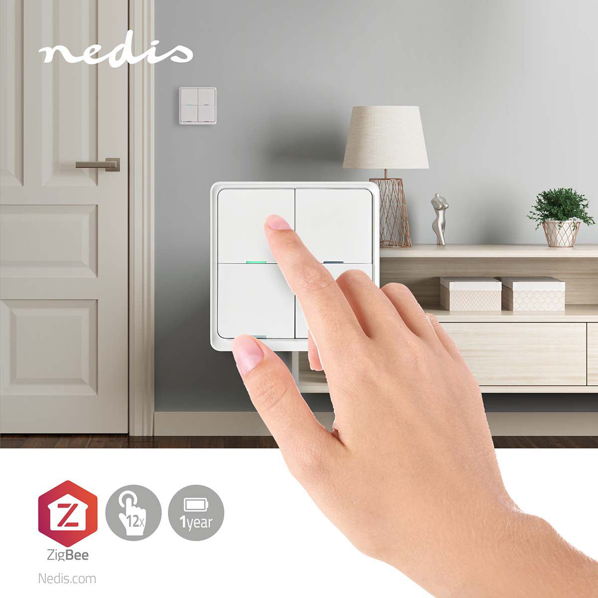 Smart vypínač NEDIS ZBWS40WT ZigBee Tuya