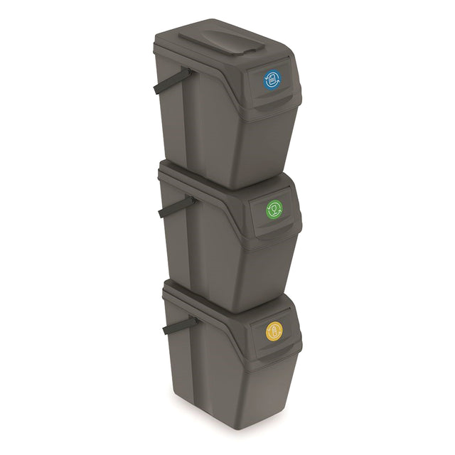 Koš na tříděný odpad SORTIBOX II 3x25l šedý kámen