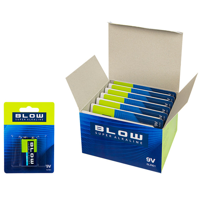 Baterie 9V (6LR61) alkalická BLOW Super Alkaline 10 ks/balenie