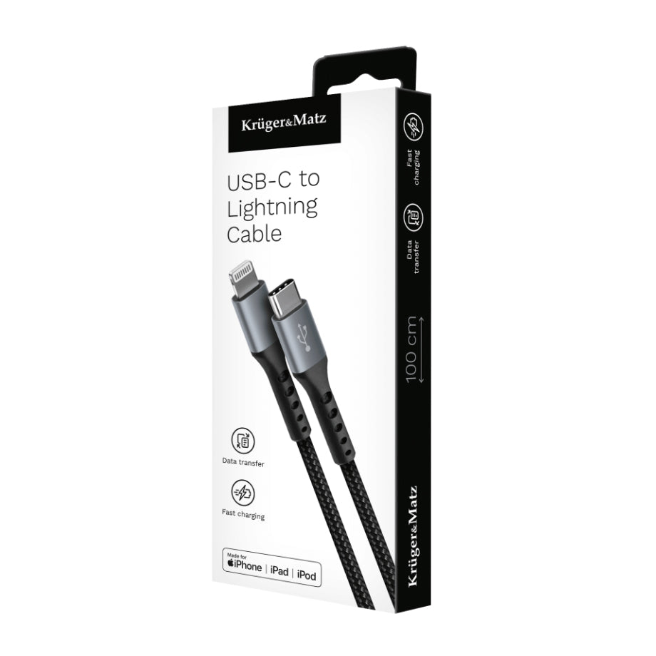 Kabel KRUGER & MATZ KM1267 USB-C/Lightning C94 MFi 1m Black