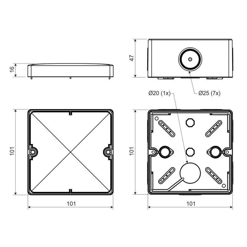 Krabice na povrch KOPOS KSK 100_FA 101x101x45mm krytí IP66 černá