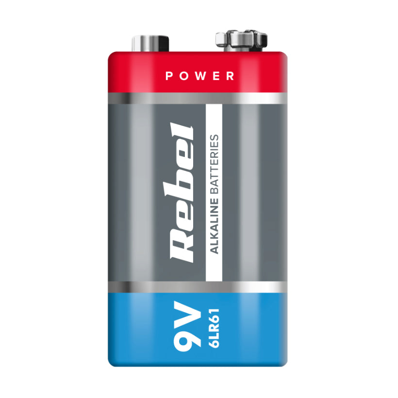 Baterie 9V (6LR61) alkalická REBEL 1ks / shrink BAT0062