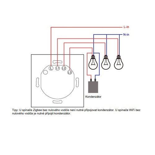 Smart vypínač osvětlení AVATTO LZTS02-EU-B2 ZigBee Tuya