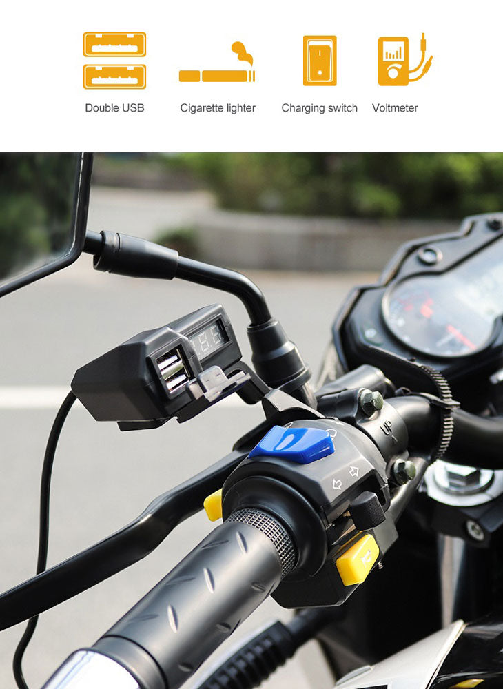 Nabíječka USB STU 34702 s voltmetrem na motocykl