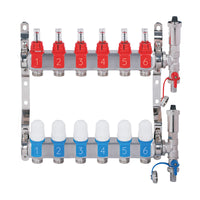 Nerezový rozdělovač hranatý s automatickým odvzdušněním - 6 cestný
