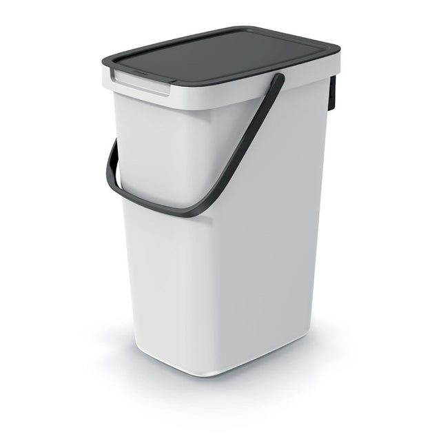 Koš odpadkový SYSTEMA Q COLLECT popelavý s černým víkem 12l