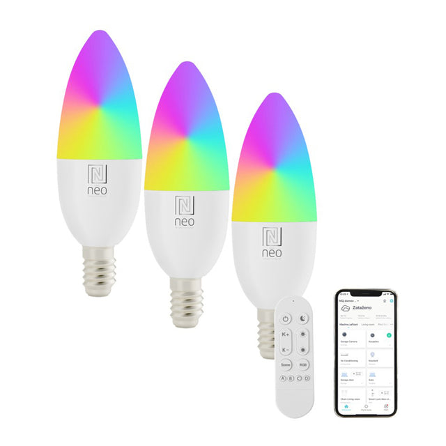 Smart LED žárovka E14 6W RGB+CCT IMMAX NEO 07716CDO WiFi Tuya sada 3ks