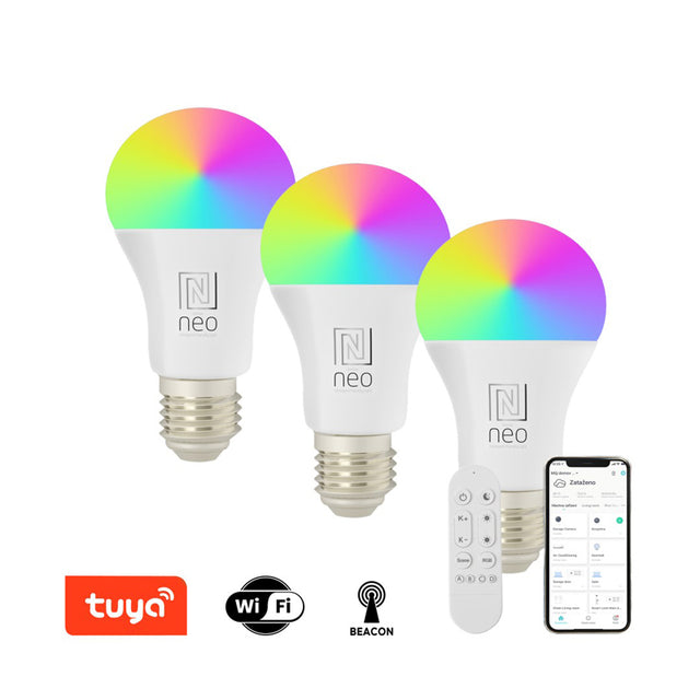 Smart LED žárovka E27 11W RGB+CCT IMMAX NEO 07712CDO WiFi Tuya sada 3ks