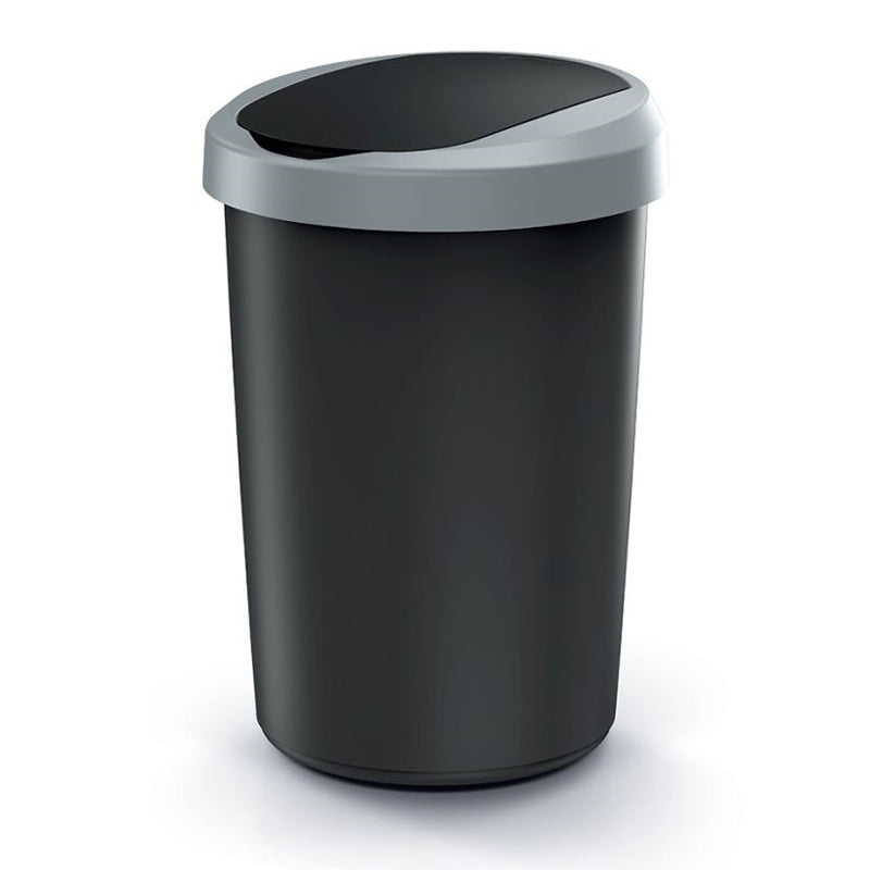 Koš odpadkový COMPACTA R FLAP černý se světle šedým víkem 40l