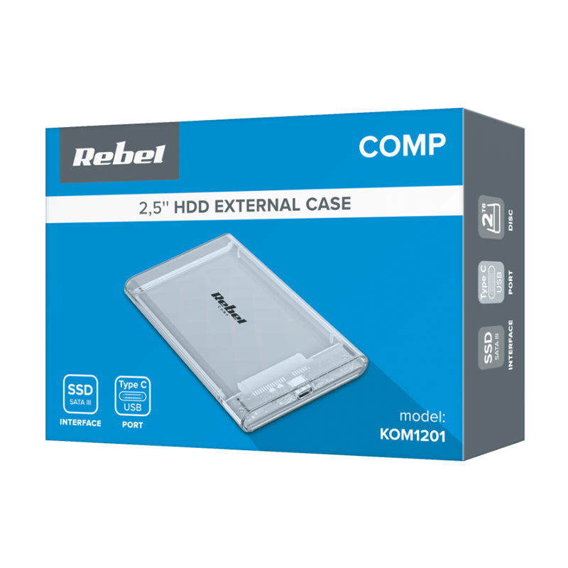 Box pro HDD 2,5" REBEL SATA KOM1201 USB-C 3.1