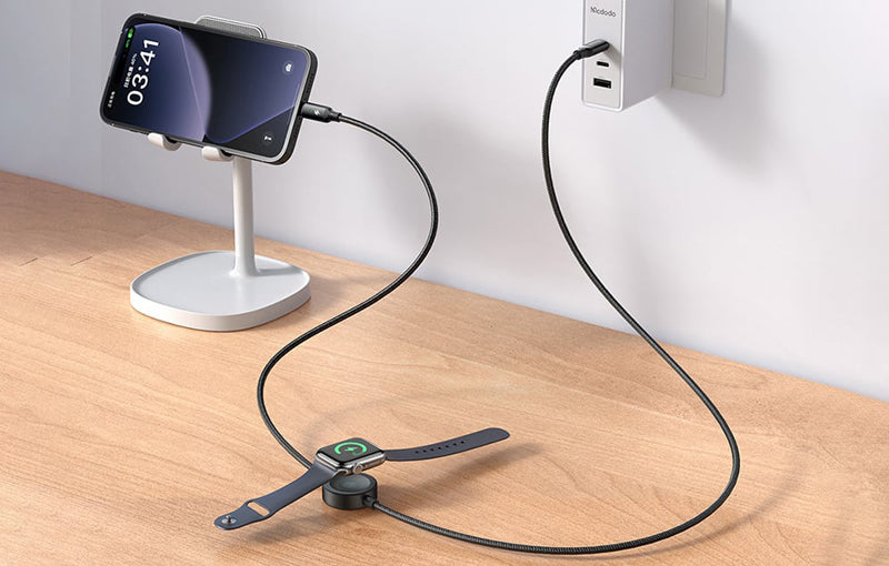 Kabel MCDODO CA-5680 USB-C /Lightning 1,5m Black+ nabíječka na Apple Watch