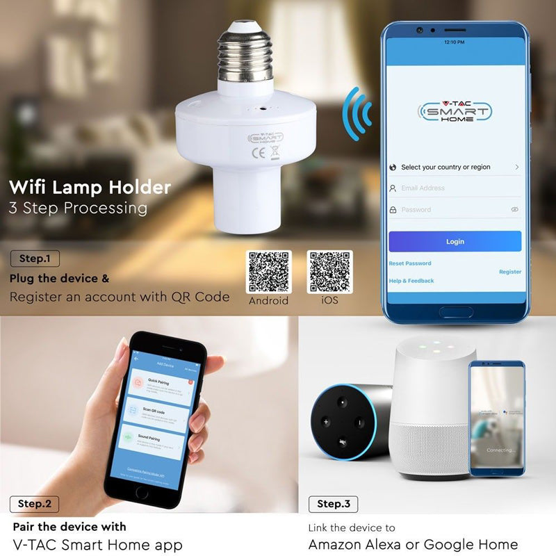 Smart objímka E27 V-TAC VT-5007 WiFi