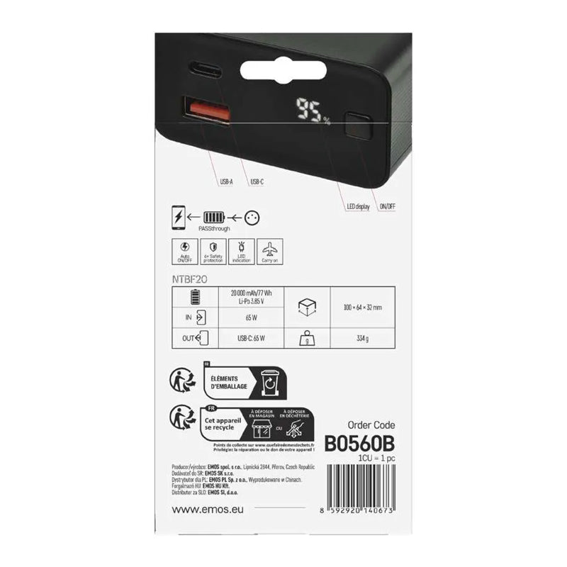 PowerBank pro notebooky EMOS NTBF20 20000mAh Black