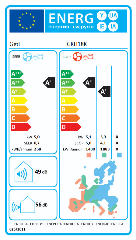 Klimatizace GETI GKH18K 5kW hybridní solární