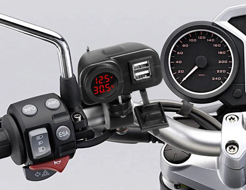 Nabíječka USB STU 34708 s voltmetrem na motocykl