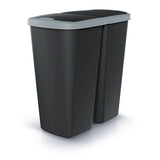 Koš odpadkový COMPACTA Q DUO černá se světle šedým víkem 45l