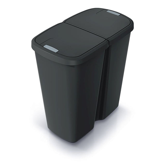 Koš odpadkový COMPACTA Q DUO recyklovaná černá s černým víkem 45l