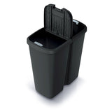 Koš odpadkový COMPACTA Q DUO recyklovaná černá s černým víkem 45l