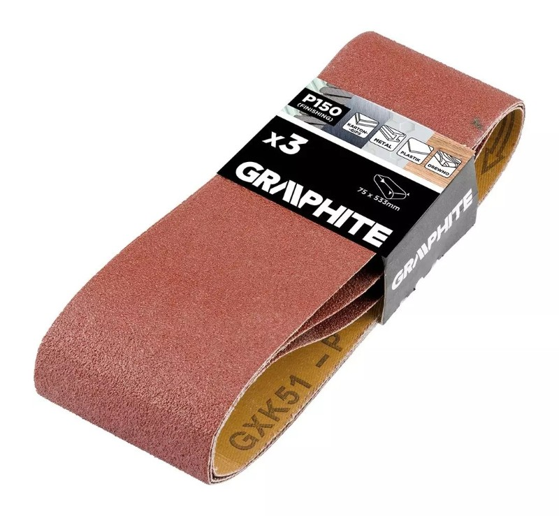 Plátno brusné nekonečný pás 75x533mm P150 GRAPHITE 58T371 3ks