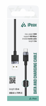 Kabel iPEAX 90010108 USB/USB-C 1,5m Black