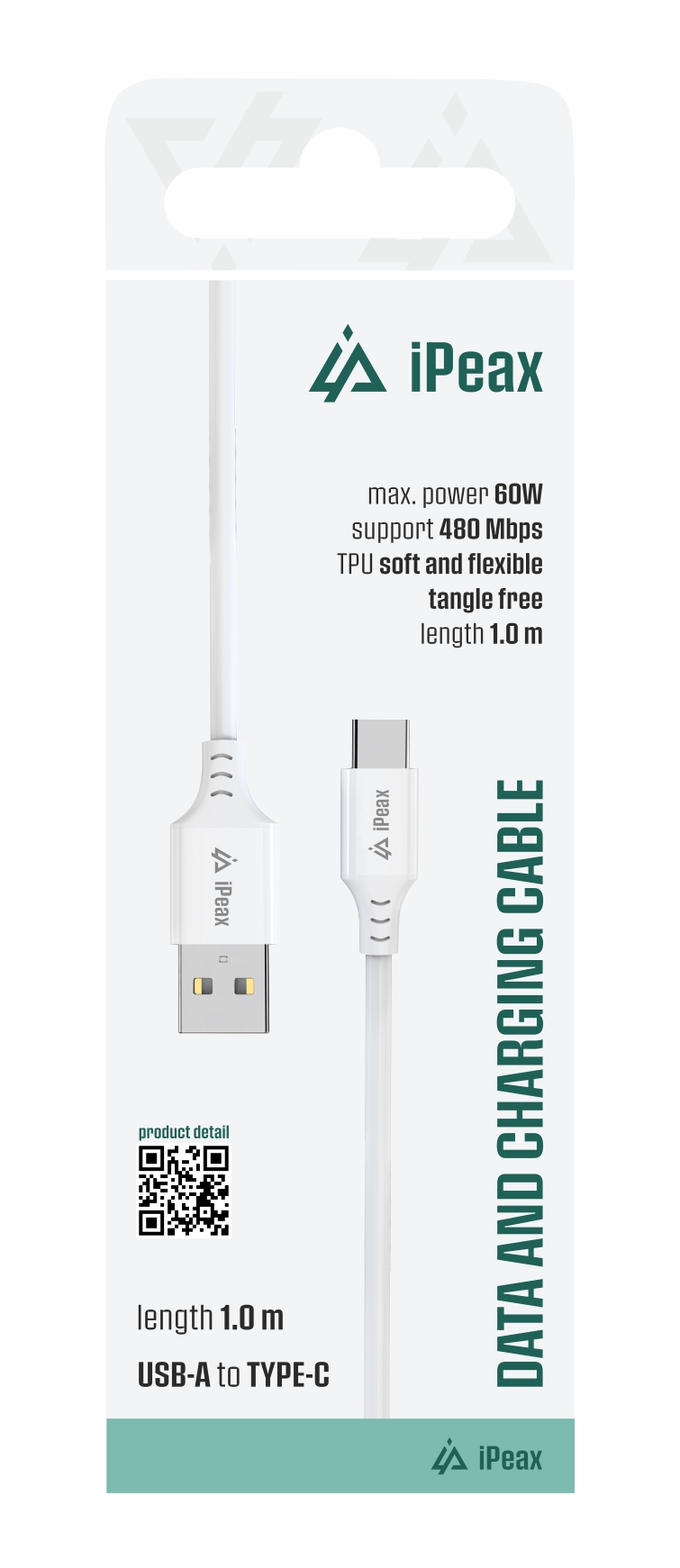 Kabel iPEAX 90010113 USB/USB-C 1m White