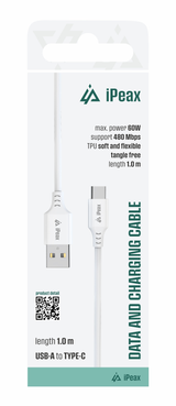 Kabel iPEAX 90010113 USB/USB-C 1m White