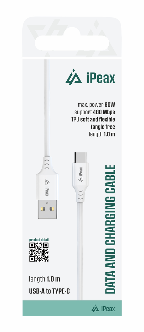 Kabel iPEAX 90010113 USB/USB-C 1m White
