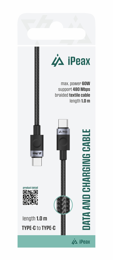 Kabel iPEAX 90010101 USB-C/USB-C 1m Black