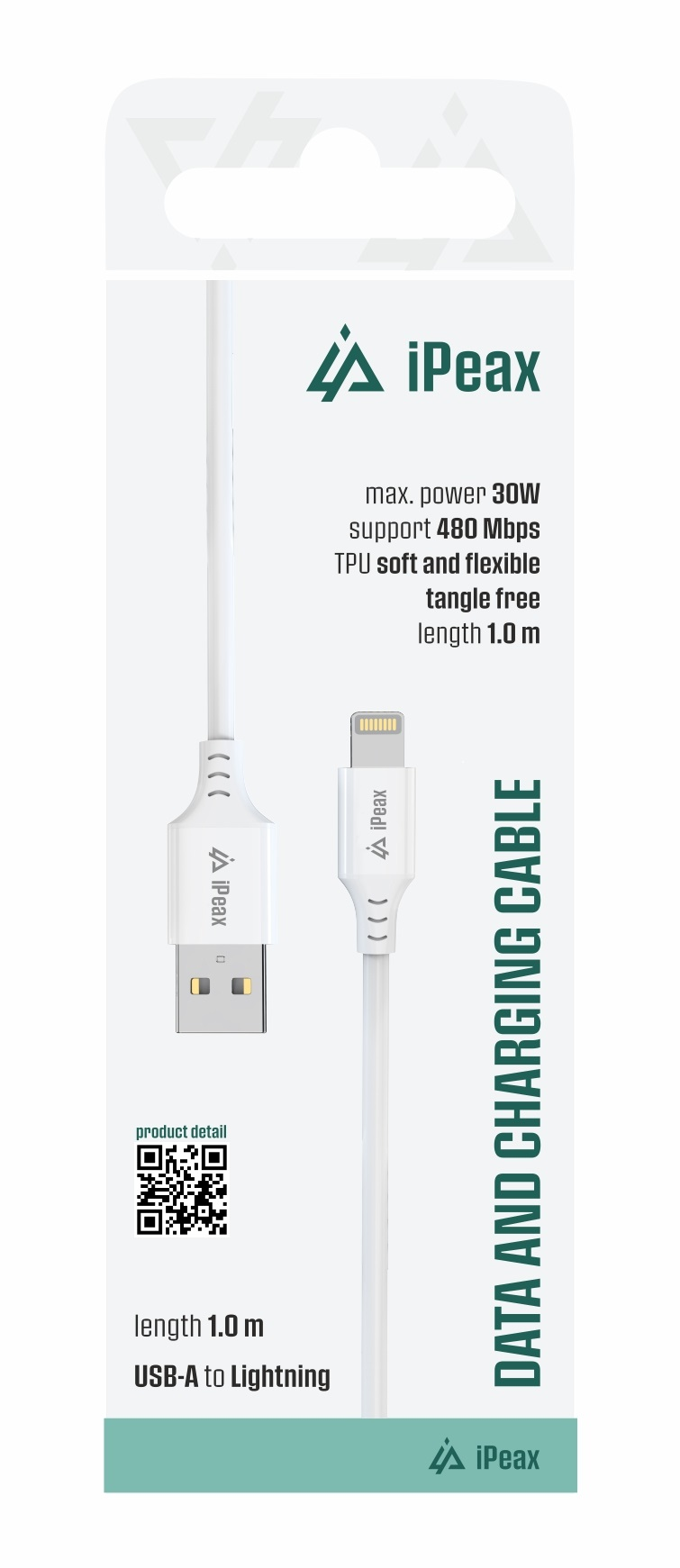 Kabel iPEAX 90010112 USB/Lightning 1m White