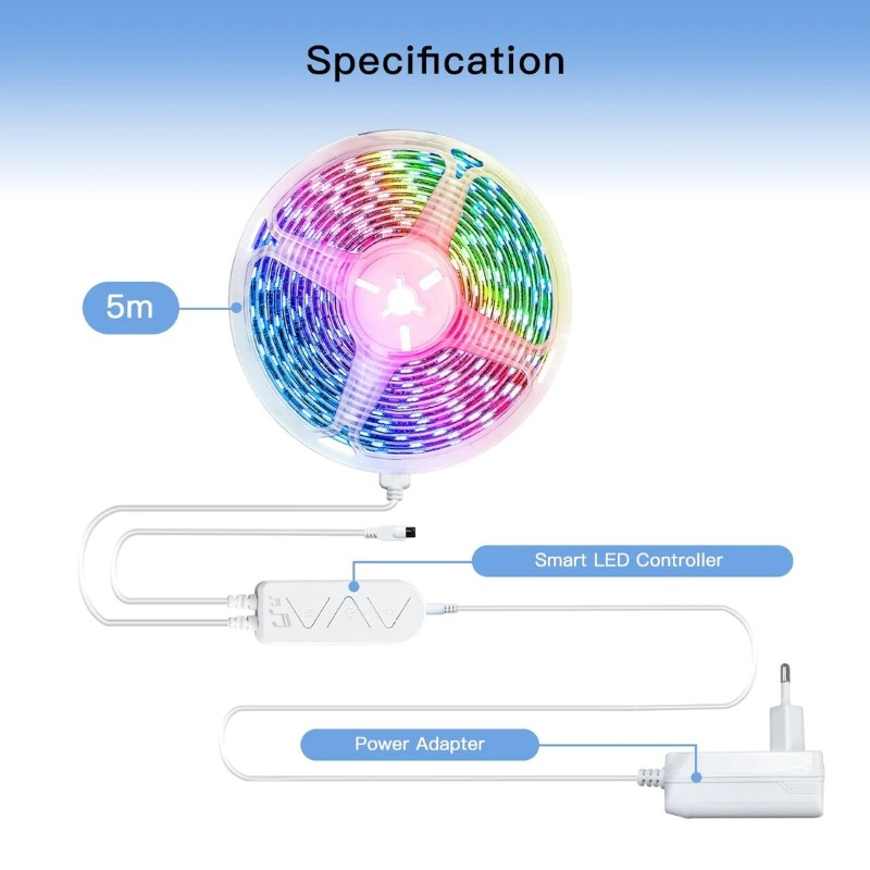 Smart LED pásek 24V RGB MOES LED Light Strip 5m WiFi Tuya