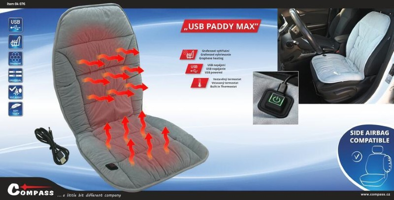 Potah sedadla COMPASS 04076 USB Paddy Max vyhřívaný s termostatem