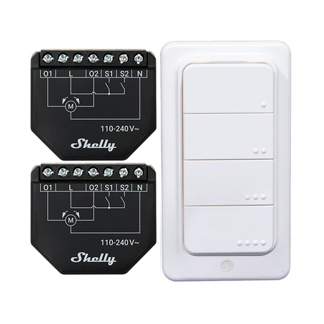Sada 2 ovladačů pro žaluzie/záclony SHELLY Shutter + 4 tlačítka BLU RC WiFi